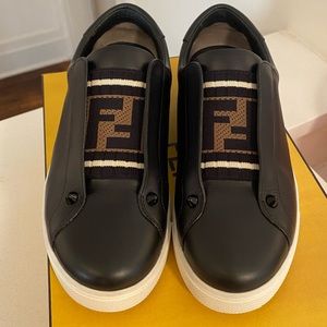 Fendi Slip On Logo Sneakers Black Womens New York